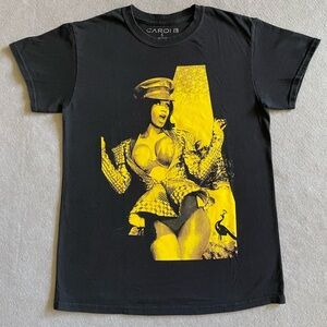 Cardi B Women’s T-Shirt Black Size Small Gold Self Portrait Hip Hop